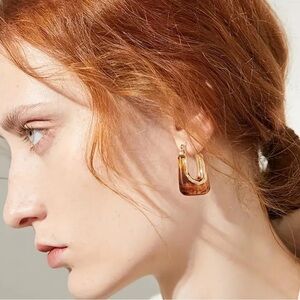 Anthropologie Amber Resin Drop Earrings